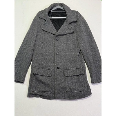 Jaqueta Armani Collezioni Masculina Herringbone Mistura de Lã Botão Frontal Feita na Itália - Imagem 1 de 4