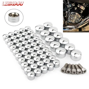 Chrome Engine Topper Bolt Screw Cover Caps For Harley Softail Fat Boy 2007-2017  - Picture 1 of 9