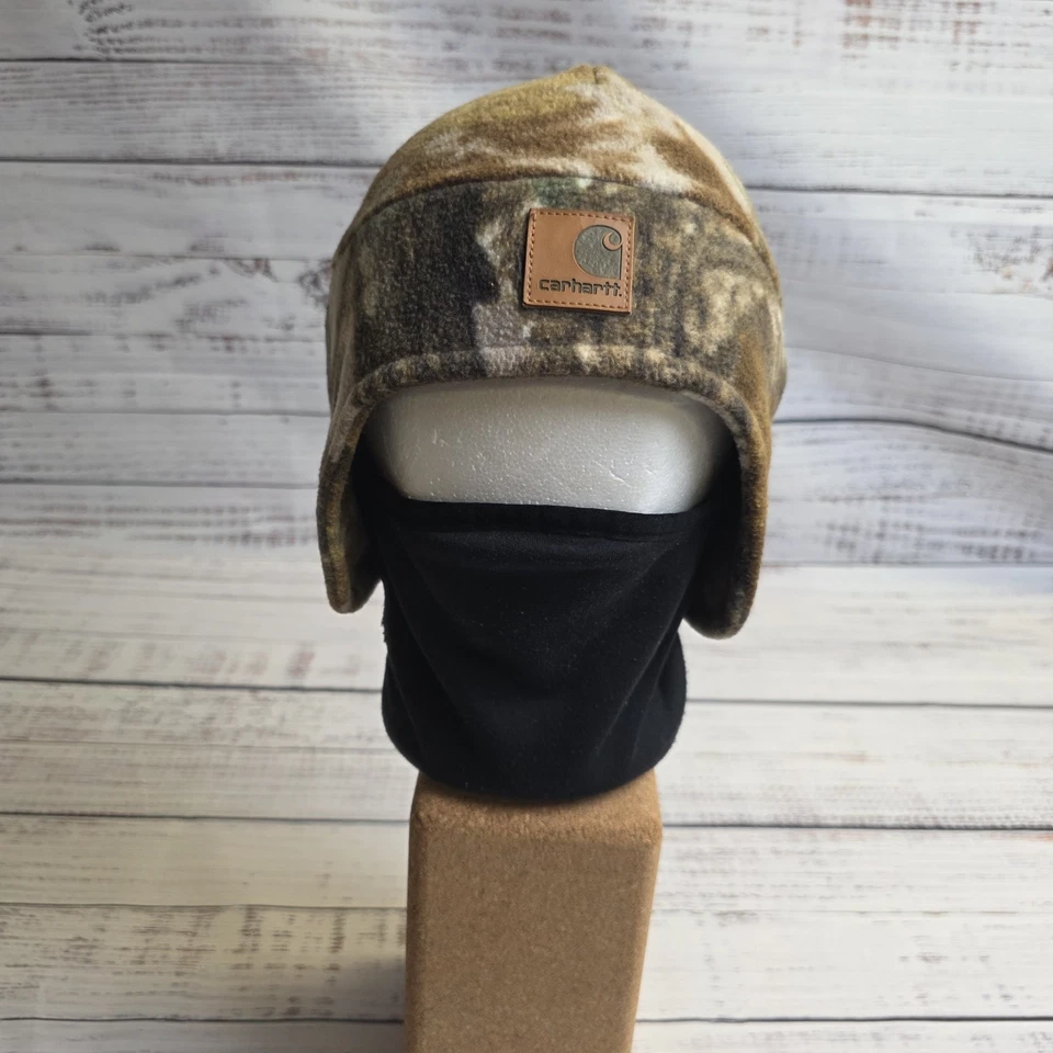 Gorro e máscara facial de lã camuflagem marrom Carhartt caminhada esqui caça boné 2 em 1  - Imagem 1 de 4