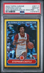 Stephon Castle Spurs 2023 Topps Chrome McDonald's Gold /50 #2k7-11 PSA10 Pop 1 - Picture 1 of 3