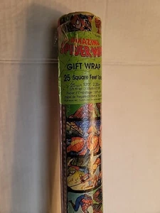 Vintage Marvel MULTI COLOR SpiderMan Collectible Gift Wrap Paper, NEW 25 SQUARE - Picture 1 of 18