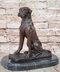 Bronze Dog Sculpture – Noble Canine Guardian Statue on Marble Base - Picture 1 of 10