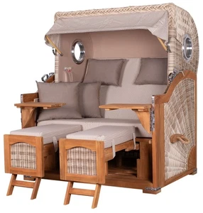Strandkorb-Set Ammersee Grande XL Teak - PE shell - Modell 510 - Liftersystem - Bild 1 von 16