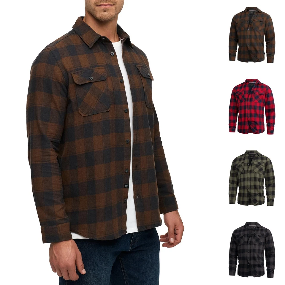 Indicode Herren Langarmhemd INBakula-Holzfällerhemd Kariert Herrenhemd Männer - Bild 1 von 1