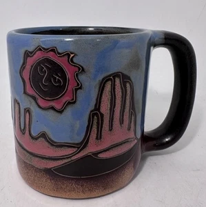 Taza de cerámica Mara México diseño paisaje desierto hecha a mano 12 oz café - Imagen 1 de 7