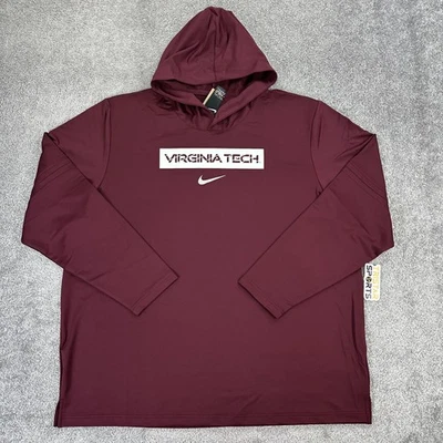 Virginia Tech Hokies Hoodie Mens 3XL Maroon Nike Dri Fit Shirt PE Team Issue - Image 1 of 4
