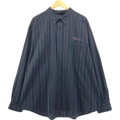 Винтажный Harley-Davidson в полоску узор мульти полоски длинным рукавом на пуговицах... - Изображение 1 из 4