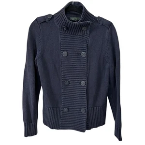 Ralph Lauren Cardigan Knit Jacket Womens Large L Double Breasted Button Up Navy - Picture 1 of 8