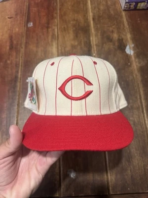 Vintage Cincinnati Reds New Era Fitted Hat Cap 7 5/8 MLB Pin Stripe NWT 100 Wool - Image 1 of 4