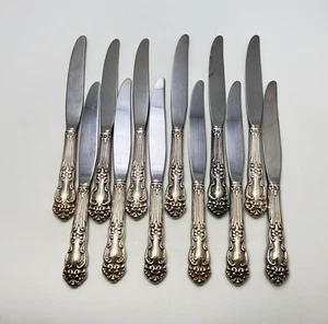 Reed Barton Silver Plate Tiger Lily Festivity Dinner Knife 9-1/8 12Pc Set - Picture 1 of 13