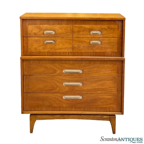 Mid-Century Modern Kent Coffey Focus Walnut Tall Chest Dresser Cover