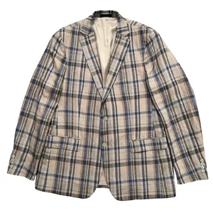 Lauren Ralph Lauren Blazer Jacket Mens 42L (44L) Sports Coat Linen Plaid Beige - Picture 1 of 6