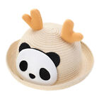 Kids Summer Beach Hat Cartoon Animals Lovely Panda Straw Hat Animal Ear Hat