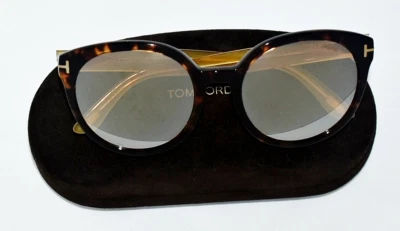 Tom Ford Philippa TF 503 52Z Light Tortoise Round Sunglasses 55-20-140 *2 w/Case - Image 1 of 4