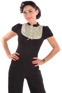 Retro Puffärmel Polka Dots pin up Rockabilly Pünktchen Bow T-Shirt - Bild 1 von 9