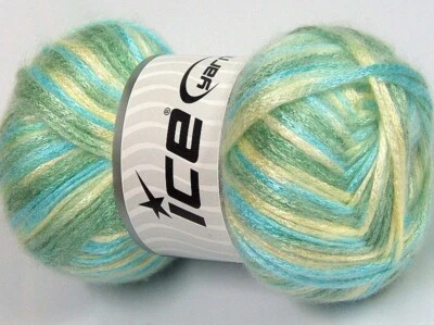 Lote de 4 fios cor universo lã tons turquesa amarelo claro - Imagem 1 de 4