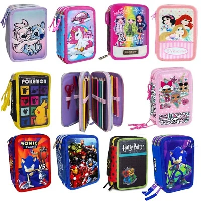 Astuccio 3 zip Premium Accessoriato Completo Pastelli Pennarelli Tre Cerniere - Immagine 1 di 2