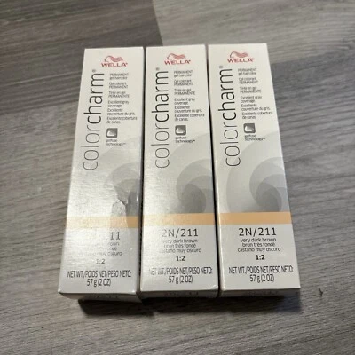 Paquete de 3 dijes de color Wella LÍQUIDO color de cabello permanente, 100 % marrón muy oscuro 211/2N Foto 1 de 3