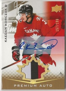2021-22 Upper Deck Team Canada Juniors Patch Auto #4 Kaedan Korczak U20 157/199