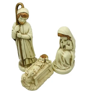 Lunds Lites Krippe Weihnachten religiöse cremefarbene Goldfiguren Made in Korea 9" - Bild 1 von 23