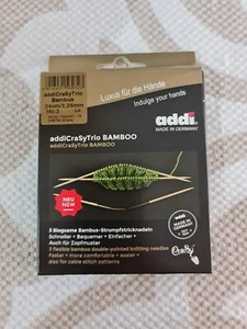 Addi Crasy Trio Bamboo 24cm x 3,25mm Flexible Double Ended Knitting Needles 3 Pc - Picture 1 of 2