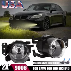 2X Front Fog Lights Driving Lamps For BMW E60 E90 E63 E46 With 9006 Bulbs 55W - Picture 1 of 12
