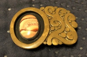 Vtg Modernist Hippie 70’S K. DUPREE BRASS Cab Belt Buckle Artisan Made - Picture 1 of 6