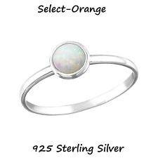 925 Round White Lab Opal Midi Knuckle Ring 6 Sterling Silver Band Size  L 1/2