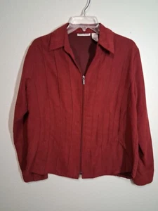Vintage Jessica Malone Wildlederimitat Top durchgehender Reißverschluss Western rot Größe Large - Bild 1 von 4