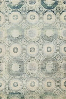 Vegetable Dye Geometric Oriental Area Rug Hand-knotted Transitional 5x7 - Image 1 of 4