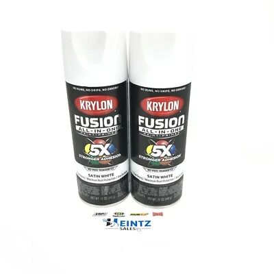 KRYLON 2753-2 PACK SATIN WHITE All-In-One Fusion Paint & Primer - No-Peel - 12oz - Image 1 of 3