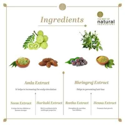 Xampu Khadi Natural Amla Bhringraj limpador de cabelo anti caspa crescimento de cabelo - Imagem 1 de 4