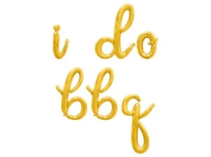 I DO BBQ Cursive Letter Balloon Banner - Engagement Party Supply Decorations - Picture 1 of 20