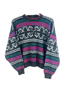 Vintage 80s New Era Knit Acrylic Sweater Size XL Made in USA - Picture 1 of 10