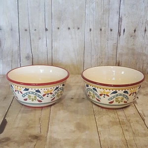 2 Bobby Flay Red Sevilla Floral Colorful Soup Cereal Bowls New - Picture 1 of 8