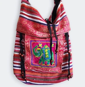 Bolso Bandolera Colorido Elefante Boho Tradicional Étnico Hippie Nepal Bordado - Imagen 1 de 12