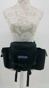 Vtg Fanny Pack Lumbar Bag Outdoor Products USA Waist Belt Large Pockets Black - Picture 1 of 12