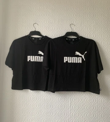 Camiseta para mujer Puma de calce relajado recortada negra paquete de 2 talla 12 nueva con etiquetas Foto 1 de 4