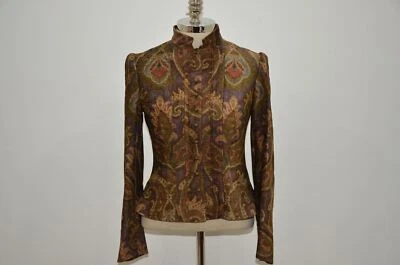 Chaqueta Ralph Lauren Etiqueta Negra Hecha en EE. UU. Rayón Seda Mezcla Lana Paisley 8 Foto 1 de 4