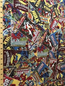 Marvel Super Hero Comic Books 100% cotton fabric sold by the yard #1394 - Picture 1 of 1