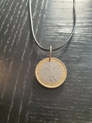 Halskette Münze 1 Euro De Vitruvian Man Leonardo Da Vinci 45 - 50 Cm - Bild 1 von 3