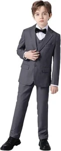 Boys Suits 3 Pieces Slim Fit Blazer Pants Black Blue Outfit Suit for Wedding - Picture 1 of 34