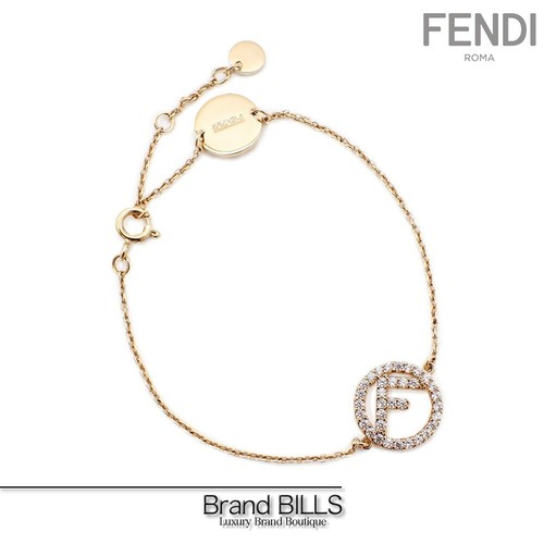 Y0705 Fendi Bracciale Donna Ottone Zirconi Logo Oro