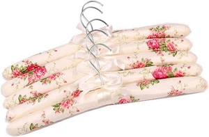 Gepolsterte Kleiderbügel für Damen Pullover - Satin gepolsterte Kleiderbügel (geblümt - 5 Stück) - Bild 1 von 2