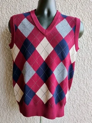 Chaleco Suéter Argyle Suave Elástico Para Hombre Sin Etiquetas, M/L? Foto 1 de 4
