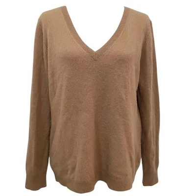 Suéter Nordstrom 100 % cachemir cuello en V manga larga para mujer talla L tostado Normcore Foto 1 de 4