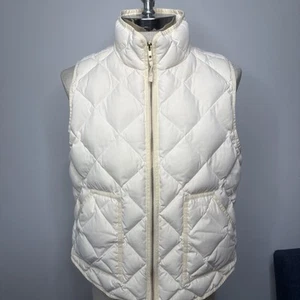 J Crew Quilted Vest Puffer Womens Sz XL Off White Zip Front Pockets Jacket Cream - Picture 1 of 8