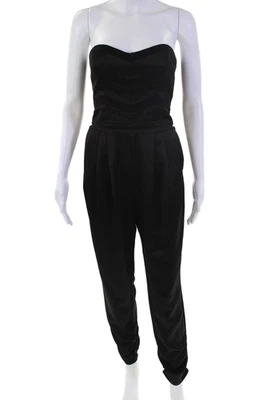 Mono Parker Para Mujer Rayas Dos Bolsillos Sin Tirantes Cremallera Cónico Negro Talla XS Foto 1 de 4