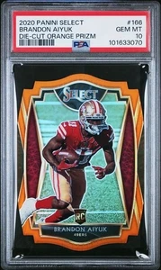 Select Brandon Aiyuk 2020 troquelado naranja Prizm RC #166 novato PSA 10 bajo pop 💎 - Imagen 1 de 2