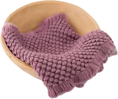 Cobertor recém-nascido envoltório lã trança cesta adereços fotografia bebê (bege) - Imagem 1 de 4